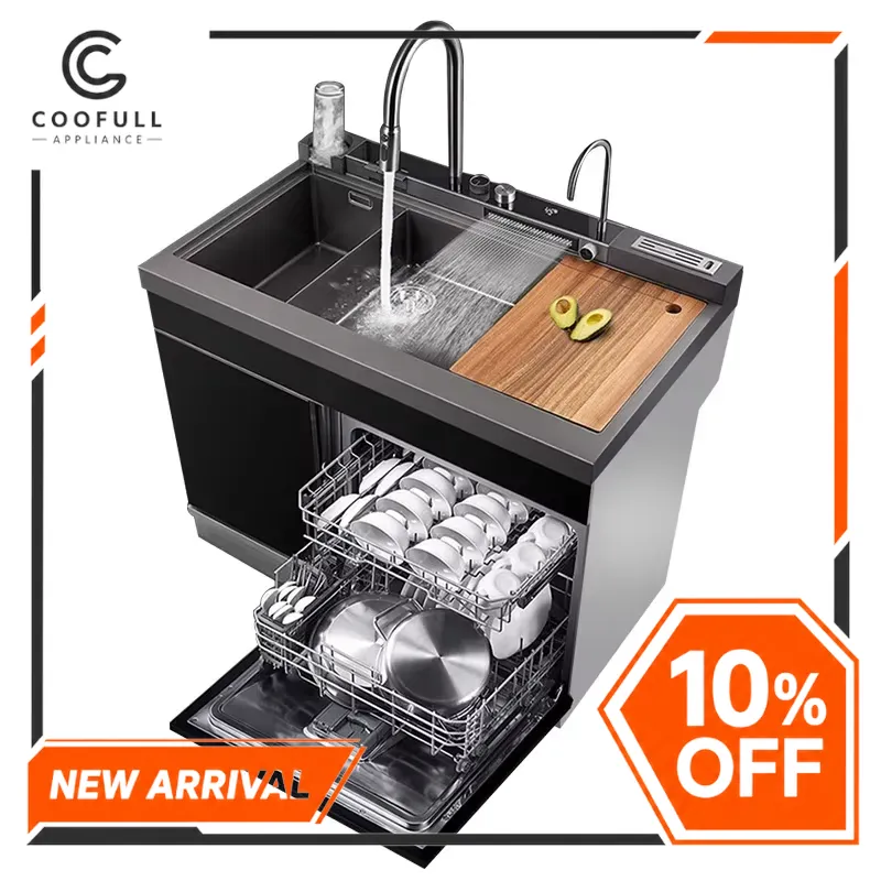 Commercial Kitchen Dishwasher - 1000mm Stainless Steel Ultrasonic Sink Built