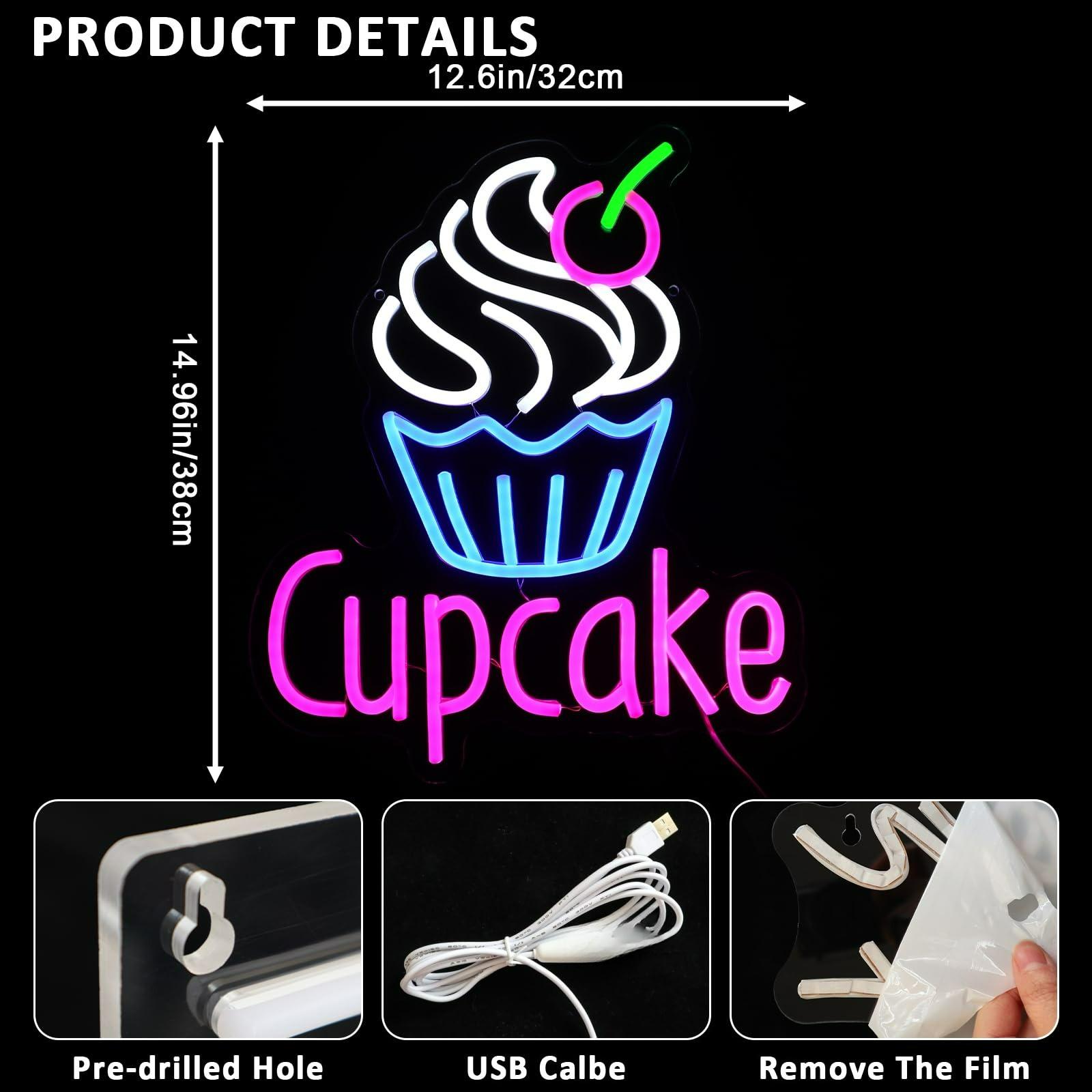 Cupcake Neon Sign for Wall Dec - Commercial Kitchen Store recension och pris