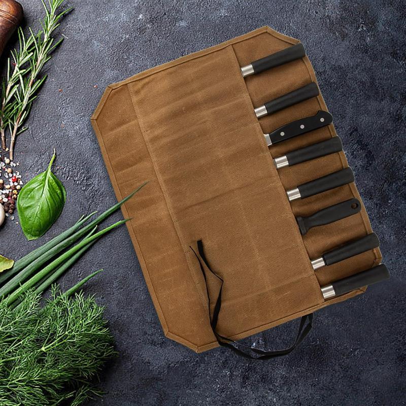 Waxed Canvas Chef Knife Roll M - Commercial Kitchen Knife Holder recension och pris