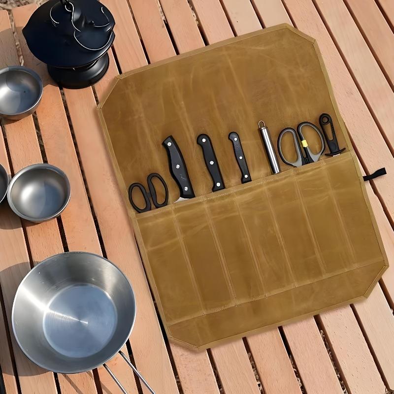 Waxed Canvas Chef Knife Roll M - Commercial Kitchen Knife Holder recension och pris