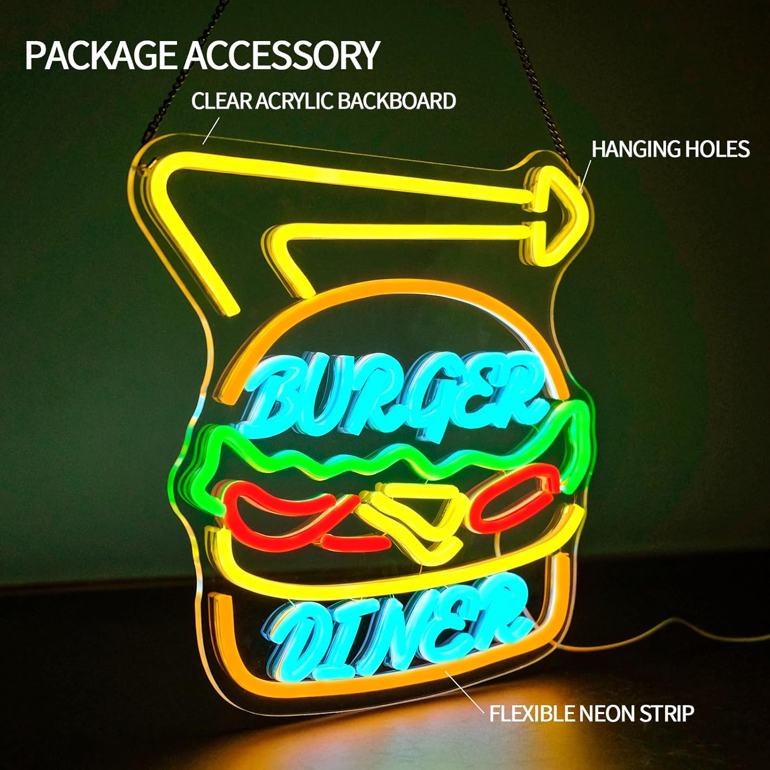 Burger Neon Sign Bussiness Art - Commercial Kitchen Store recension och pris