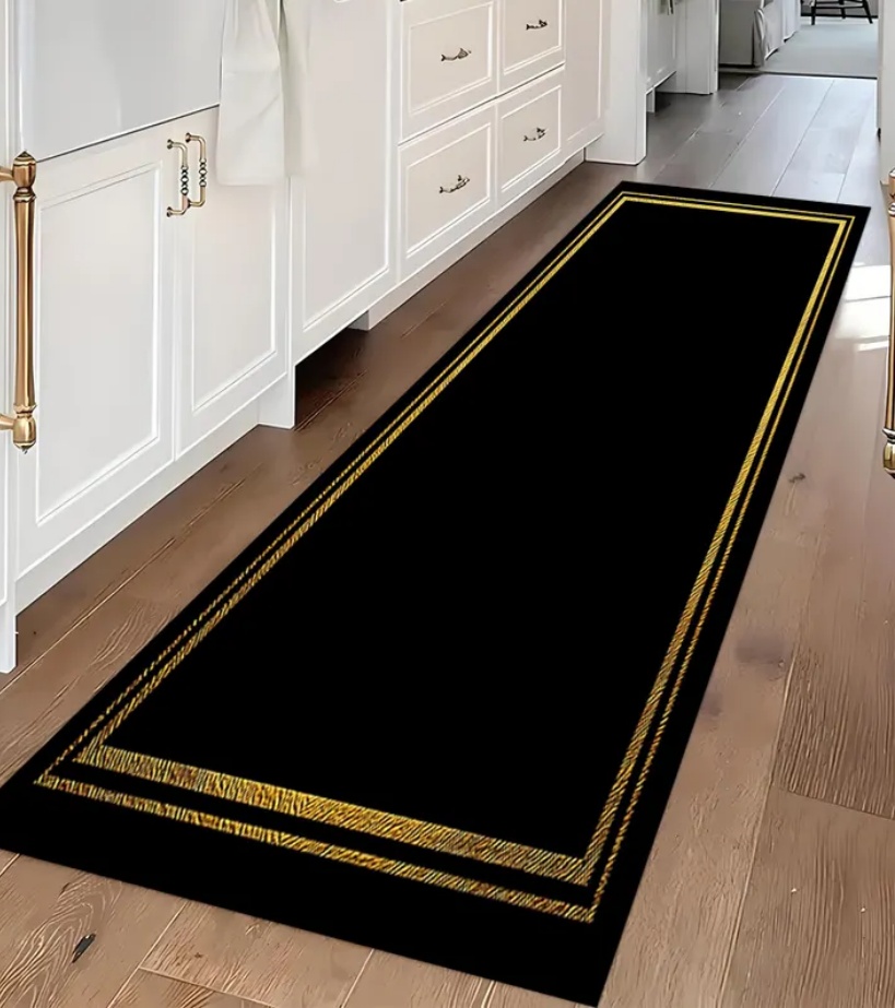 Luxury Black Gold Greek Key Bo - Commercial Kitchen Non Slip Flooring recension och pris