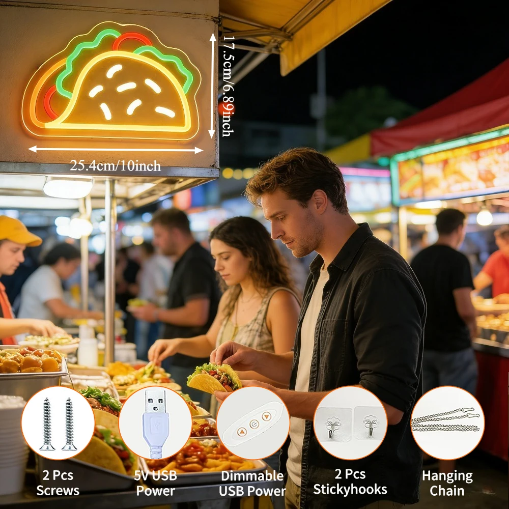 Taco Neon Sign LED USB Dimmabl - Commercial Kitchen Store recension och pris