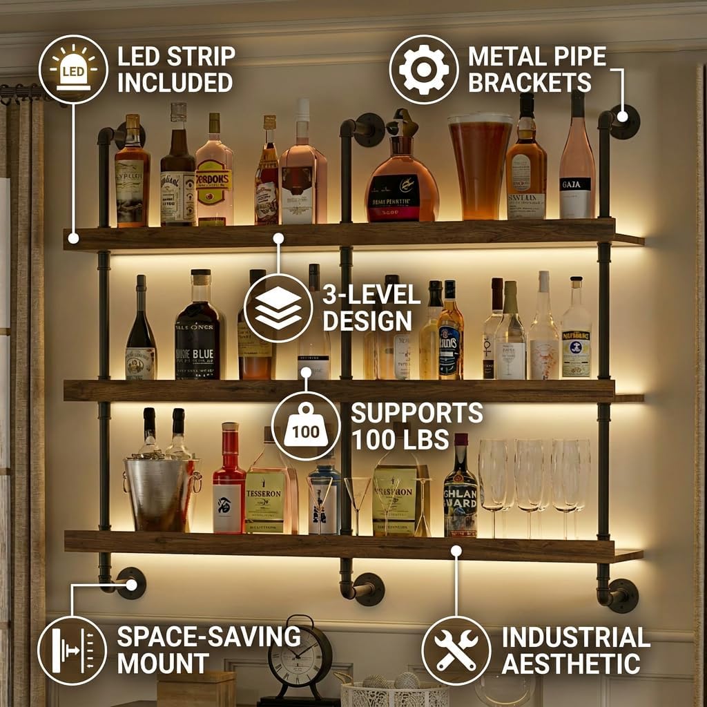 Wall Mounted Wine Rack With LE - Commercial Kitchen Rack recension och pris
