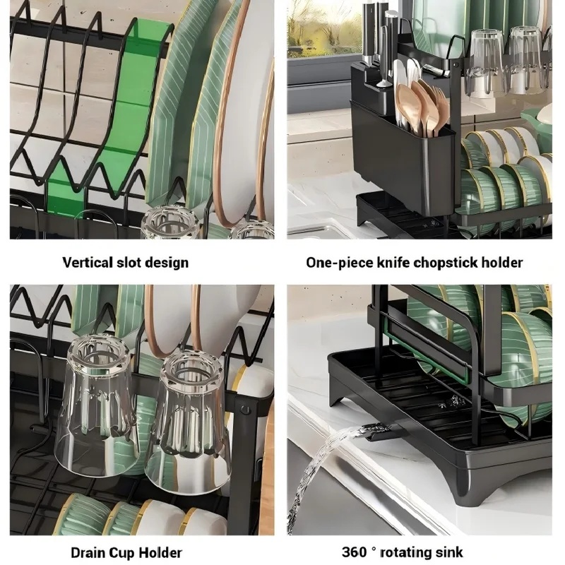 2 Tier Dish Drying Rack Kitche - Commercial Kitchen Knife Holder recension och pris