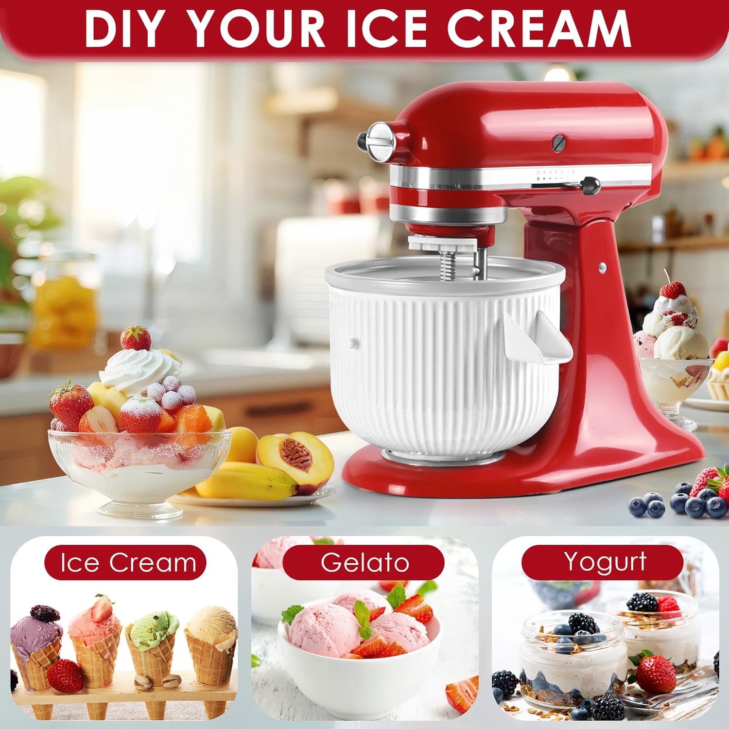 Ice Cream Maker Attachment for - Commercial Kitchenaid recension och pris
